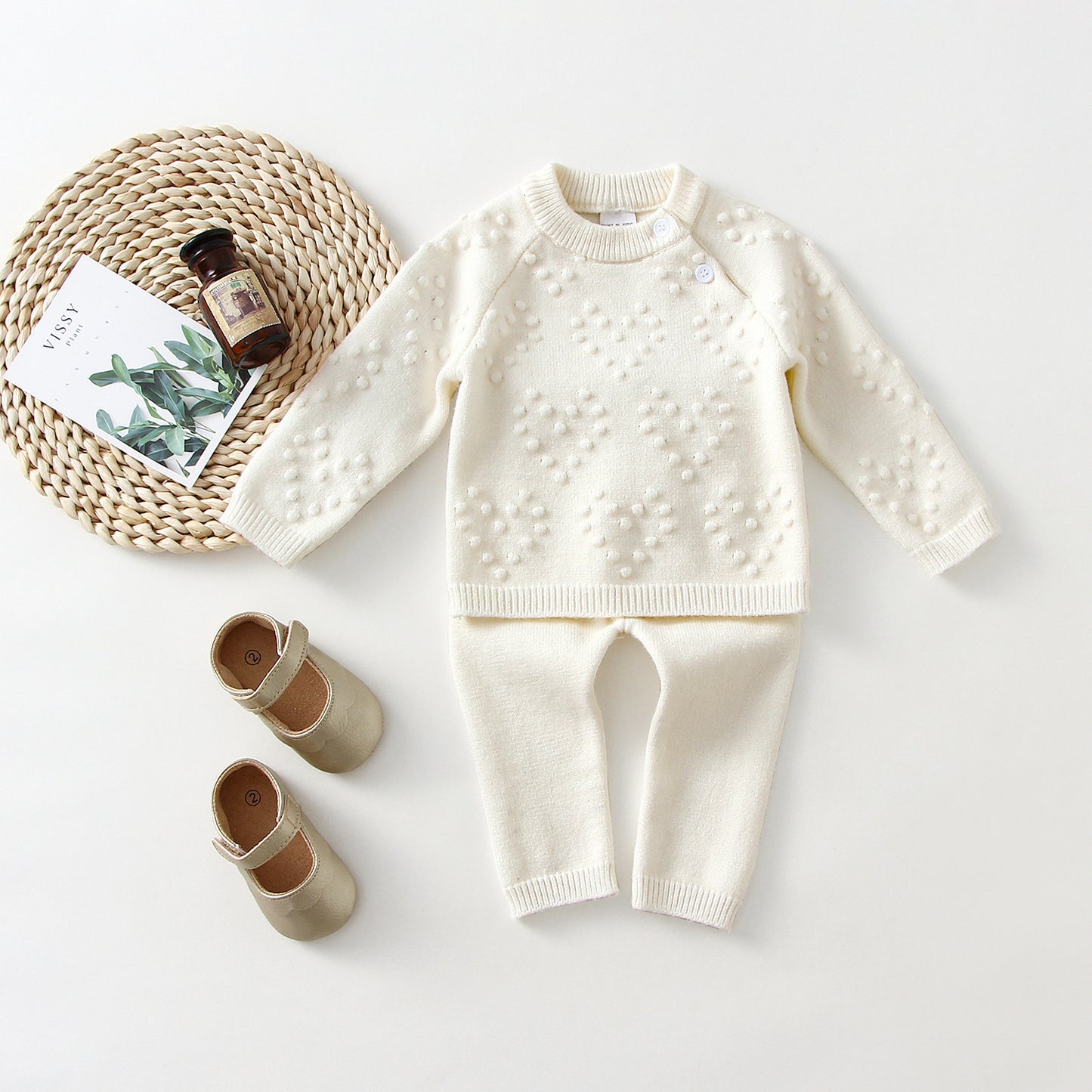 Kids Knitted Love Sweater & Pants Set