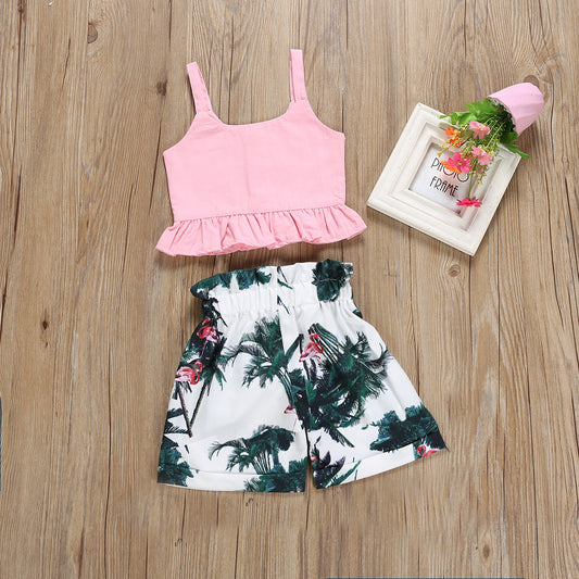 Maple Flamingo Print Ruffled Children's Clothing