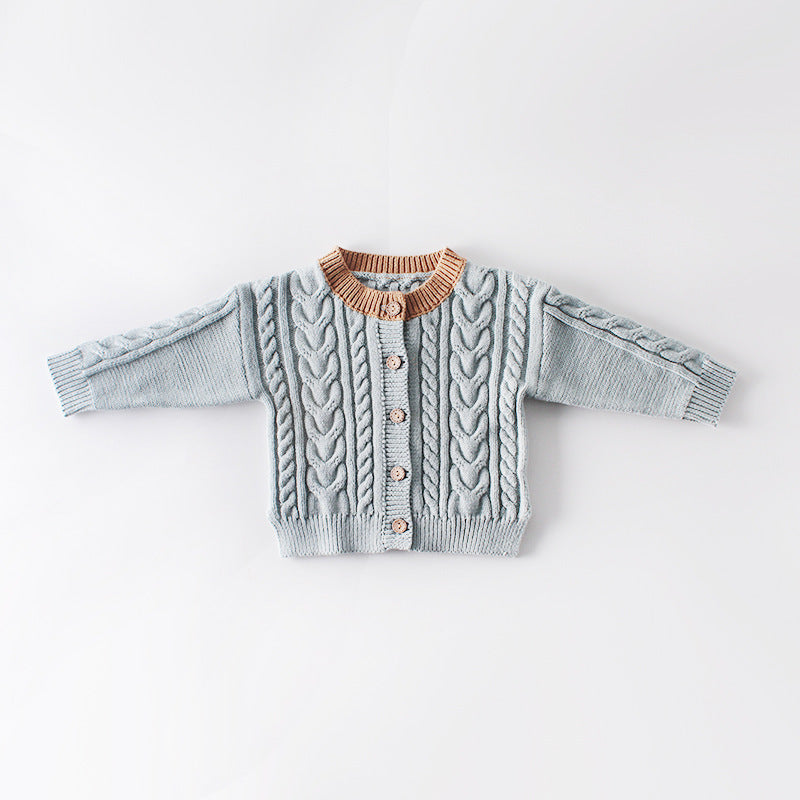 Children's Sweater Twist Knit Coat Top All-match Cardigan
