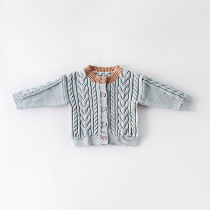 Children's Sweater Twist Knit Coat Top All-match Cardigan