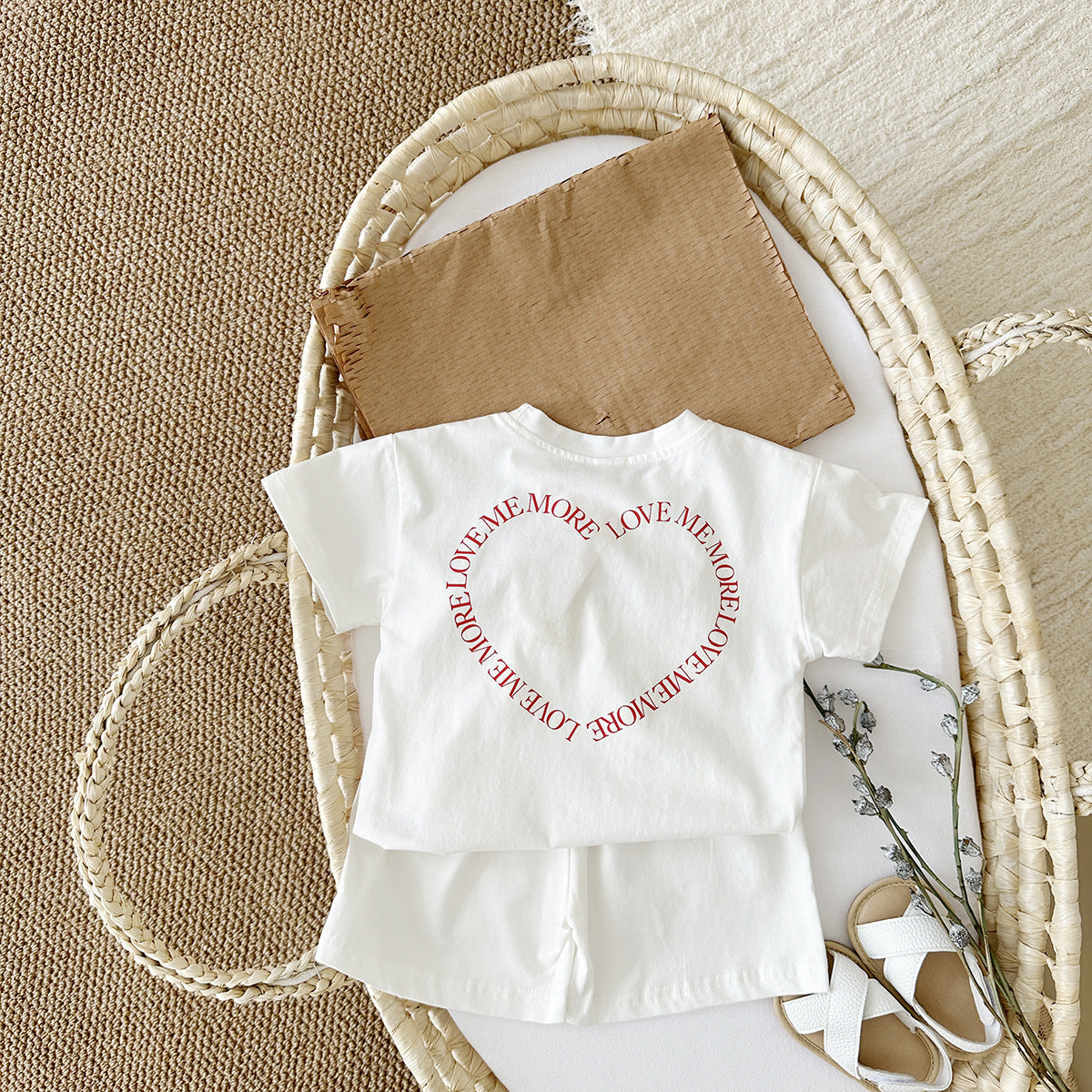 Heart Print 2-Piece Baby Suit