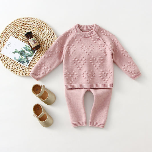 Kids Knitted Love Sweater & Pants Set