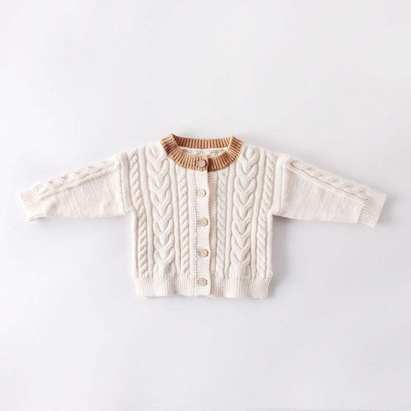 Children's Sweater Twist Knit Coat Top All-match Cardigan