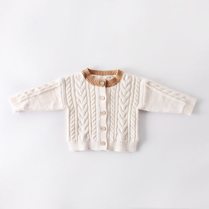 Children's Sweater Twist Knit Coat Top All-match Cardigan