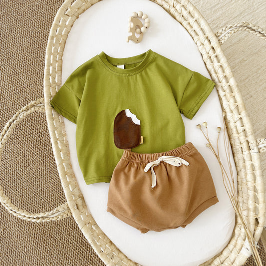 Girls' Ice Cream Patch 2-Piece Cotton Set