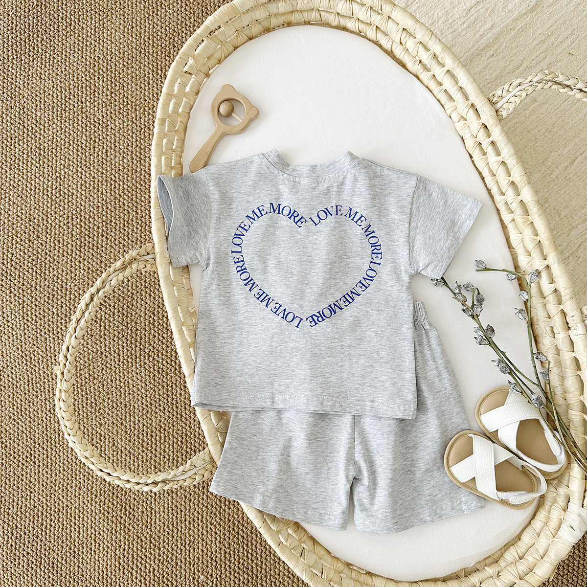 Heart Print 2-Piece Baby Suit