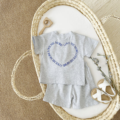 Heart Print 2-Piece Baby Suit